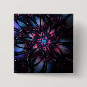 Abstracte fractale bloem. vierkante button 5,1 cm