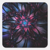 Abstracte fractale bloem. vierkante sticker (Voorkant)