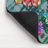 abstracte fractale bloemen 2D | groene blauwe spie Muismat (Hoek)