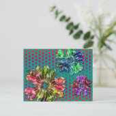 abstracte fractale bloemen 2D | groene rode stippe Briefkaart (Staand voorkant)