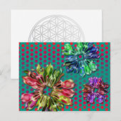 abstracte fractale bloemen 2D | groene rode stippe Briefkaart (Voorkant / Achterkant)