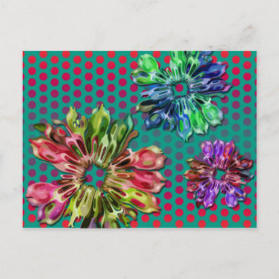 abstracte fractale bloemen 2D groene rode stippe Briefkaart