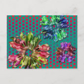 abstracte fractale bloemen 2D | groene rode stippe Briefkaart (Voorkant)