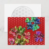 abstracte fractale bloemen 2D | rode stippen Briefkaart (Voorkant / Achterkant)
