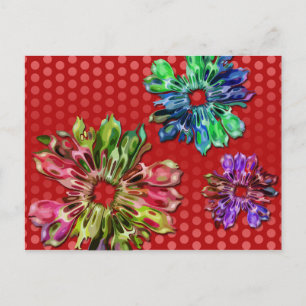 abstracte fractale bloemen 2D rode stippen Briefkaart