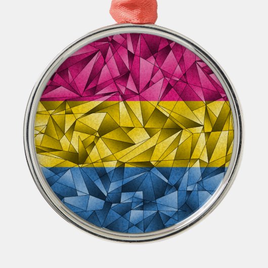 Abstracte fractale driehoeken Pansexual Pride Flag Metalen Ornament (Voorkant)