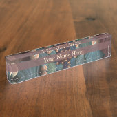 Abstracte fractale Kunst diepte bruin leistblauw T Naambordje (Zijkant)