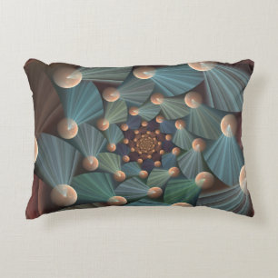 Abstracte fractale kunst met diepbruin leistblauw accent kussen