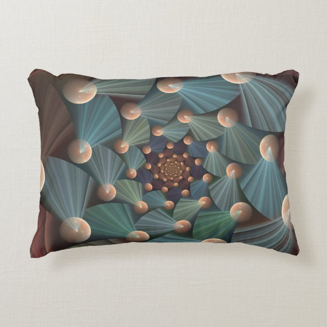 Abstracte fractale kunst met diepbruin leistblauw accent kussen (Voorkant)