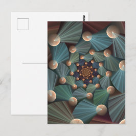 Abstracte fractale kunst met diepbruin leistblauw briefkaart