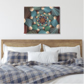 Abstracte fractale kunst met diepbruin leistblauw canvas afdruk (Insitu (Slaapkamer))