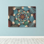 Abstracte fractale kunst met diepbruin leistblauw canvas afdruk (Insitu (Houten vloer))