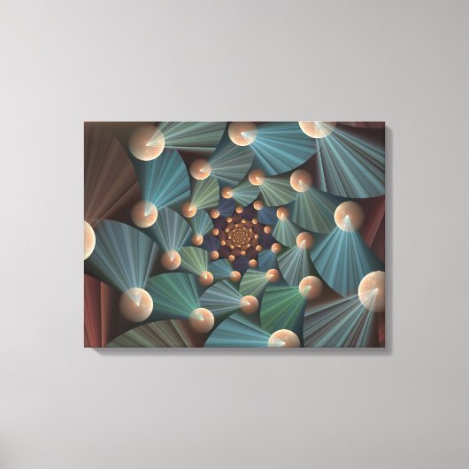 Abstracte fractale kunst met diepbruin leistblauw canvas afdruk (Voorkant)