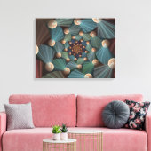Abstracte fractale kunst met diepbruin leistblauw canvas afdruk (Insitu (Woonkamer))