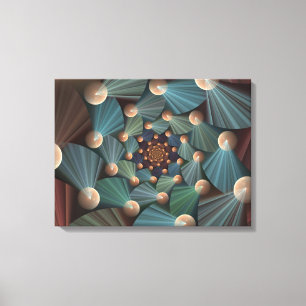 Abstracte fractale kunst met diepbruin leistblauw canvas afdruk