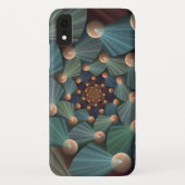 Abstracte fractale kunst met diepbruin leistblauw Case-Mate iPhone case (Achterkant)