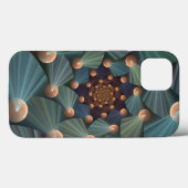 Abstracte fractale kunst met diepbruin leistblauw Case-Mate iPhone case (Achterkant (horizontaal))