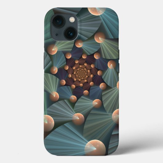 Abstracte fractale kunst met diepbruin leistblauw Case-Mate iPhone case (Achterkant)