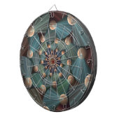 Abstracte fractale kunst met diepbruin leistblauw dartbord (Voorkant Rechts)