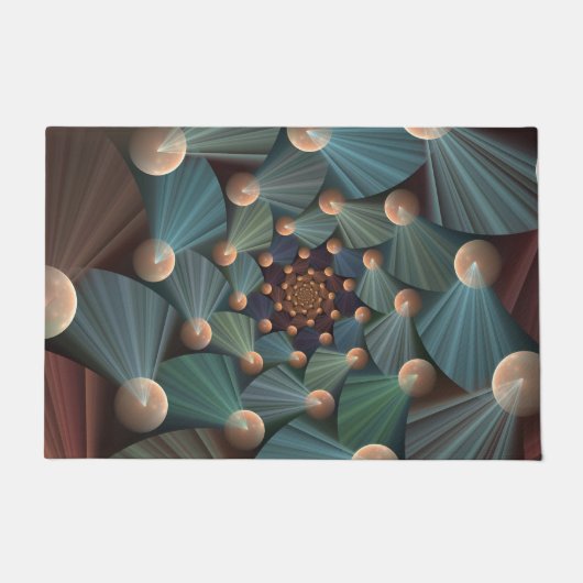 Abstracte fractale kunst met diepbruin leistblauw deurmat (Voorkant)
