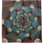 Abstracte fractale kunst met diepbruin leistblauw douchegordijn (Voorkant)