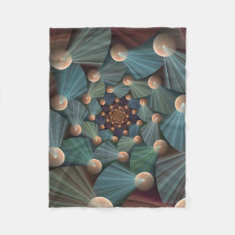 Abstracte fractale kunst met diepbruin leistblauw fleece deken