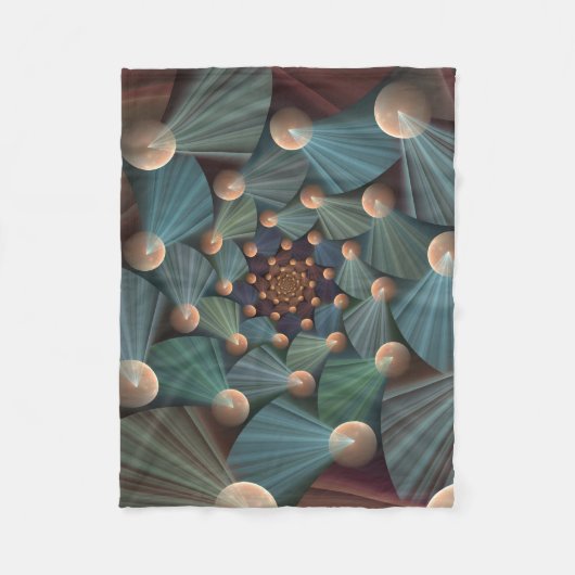 Abstracte fractale kunst met diepbruin leistblauw fleece deken (Voorkant)