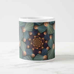 Abstracte fractale kunst met diepbruin leistblauw grote koffiekop
