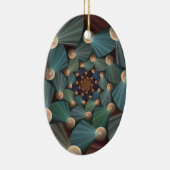 Abstracte fractale kunst met diepbruin leistblauw keramisch ornament (Rechts)