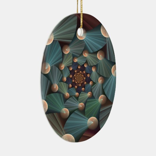 Abstracte fractale kunst met diepbruin leistblauw keramisch ornament (Rechts)