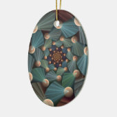 Abstracte fractale kunst met diepbruin leistblauw keramisch ornament (Links)