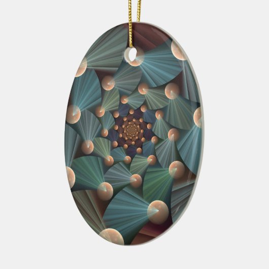 Abstracte fractale kunst met diepbruin leistblauw keramisch ornament (Links)