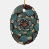 Abstracte fractale kunst met diepbruin leistblauw keramisch ornament (Voorkant)