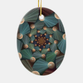 Abstracte fractale kunst met diepbruin leistblauw keramisch ornament (Achterkant)