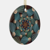 Abstracte fractale kunst met diepbruin leistblauw keramisch ornament (Rechts)