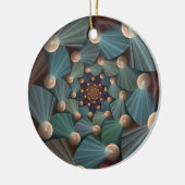 Abstracte fractale kunst met diepbruin leistblauw keramisch ornament (Links)