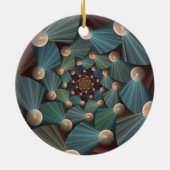 Abstracte fractale kunst met diepbruin leistblauw keramisch ornament (Achterkant)