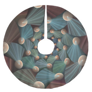 Abstracte fractale kunst met diepbruin leistblauw kerstboom rok