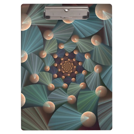 Abstracte fractale kunst met diepbruin leistblauw klembord (Voorkant)