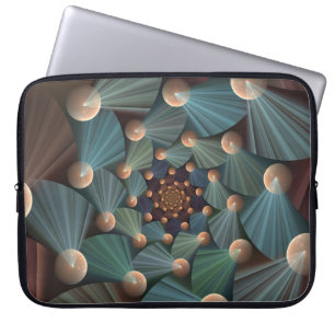 Abstracte fractale kunst met diepbruin leistblauw laptop sleeve