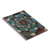 Abstracte fractale kunst met diepbruin leistblauw notitieboek (Rechterzijde)