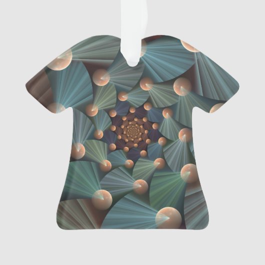 Abstracte fractale kunst met diepbruin leistblauw ornament (voorkant)