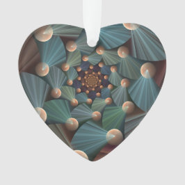 Abstracte fractale kunst met diepbruin leistblauw ornament