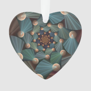 Abstracte fractale kunst met diepbruin leistblauw ornament