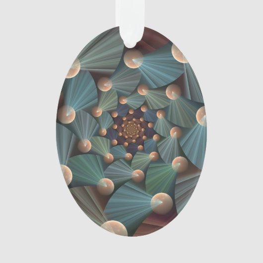 Abstracte fractale kunst met diepbruin leistblauw ornament (voorkant)