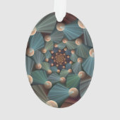 Abstracte fractale kunst met diepbruin leistblauw ornament (achterkant)