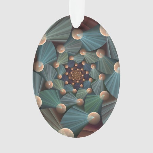 Abstracte fractale kunst met diepbruin leistblauw ornament (achterkant)