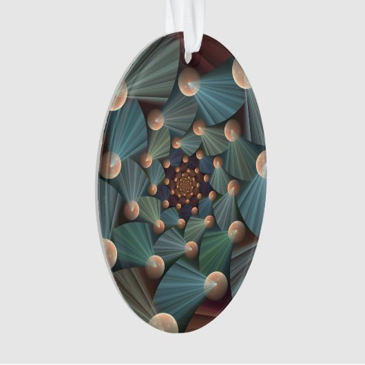 Abstracte fractale kunst met diepbruin leistblauw ornament (voorkant)