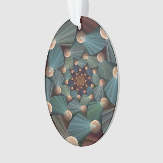 Abstracte fractale kunst met diepbruin leistblauw ornament (voorkant)