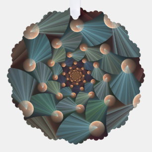 Abstracte fractale kunst met diepbruin leistblauw ornament kaart